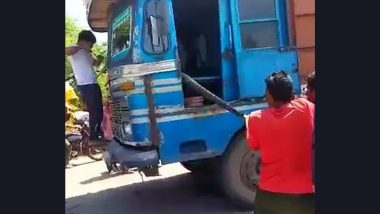 Giant Python on Truck! 15 Feet-Long Python Travels From Madhya Pradesh to Uttar Pradesh, Watch Viral Snake Video